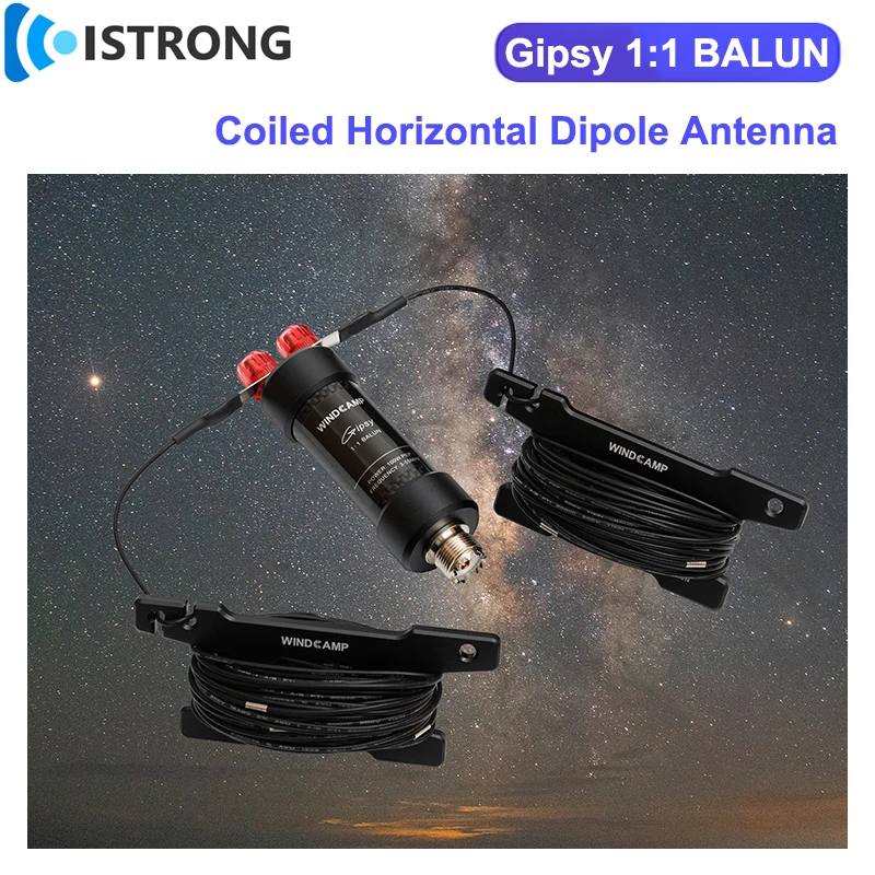 Gipsy 1:1 BALUN Antenna Coiled Horizontal DIPOLE Antenna  Full-size Half-wavelength 5-50MHz 9-band Shortwave Continuous Tuning