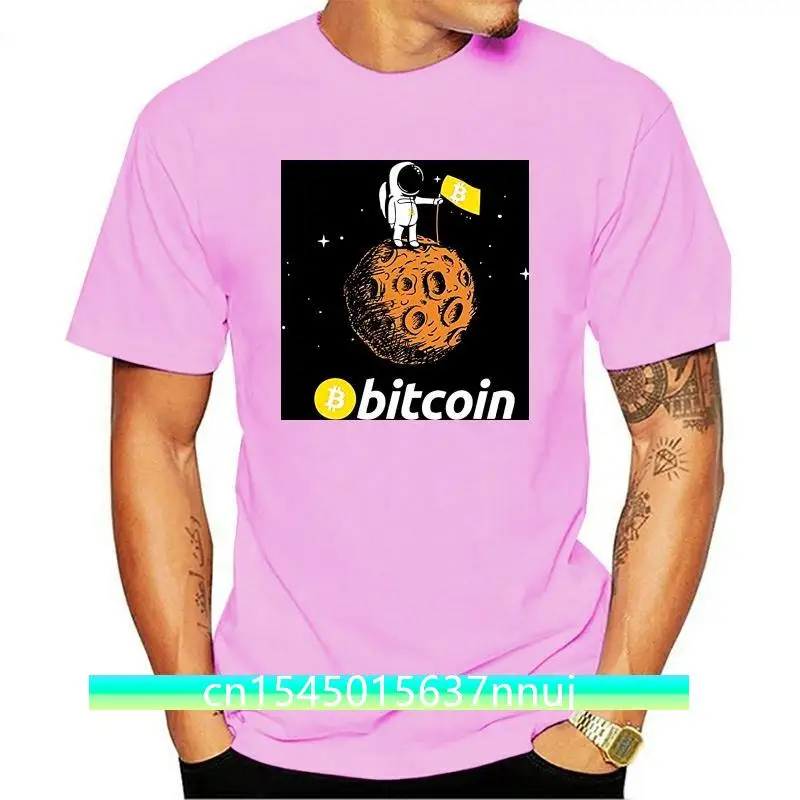 

New Bitcoin BTC Crypto to the Moon Featuring Astronaut T-shirt Tops Summer Cool Funny T-Shirt Short Sleeve Cotton