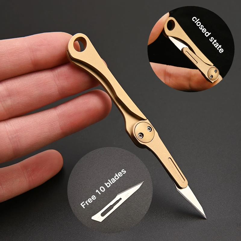 

Многофункциональный инструмент, латунный портативный карманный нож, складной нож для повседневного использования, для выживания, путешест...