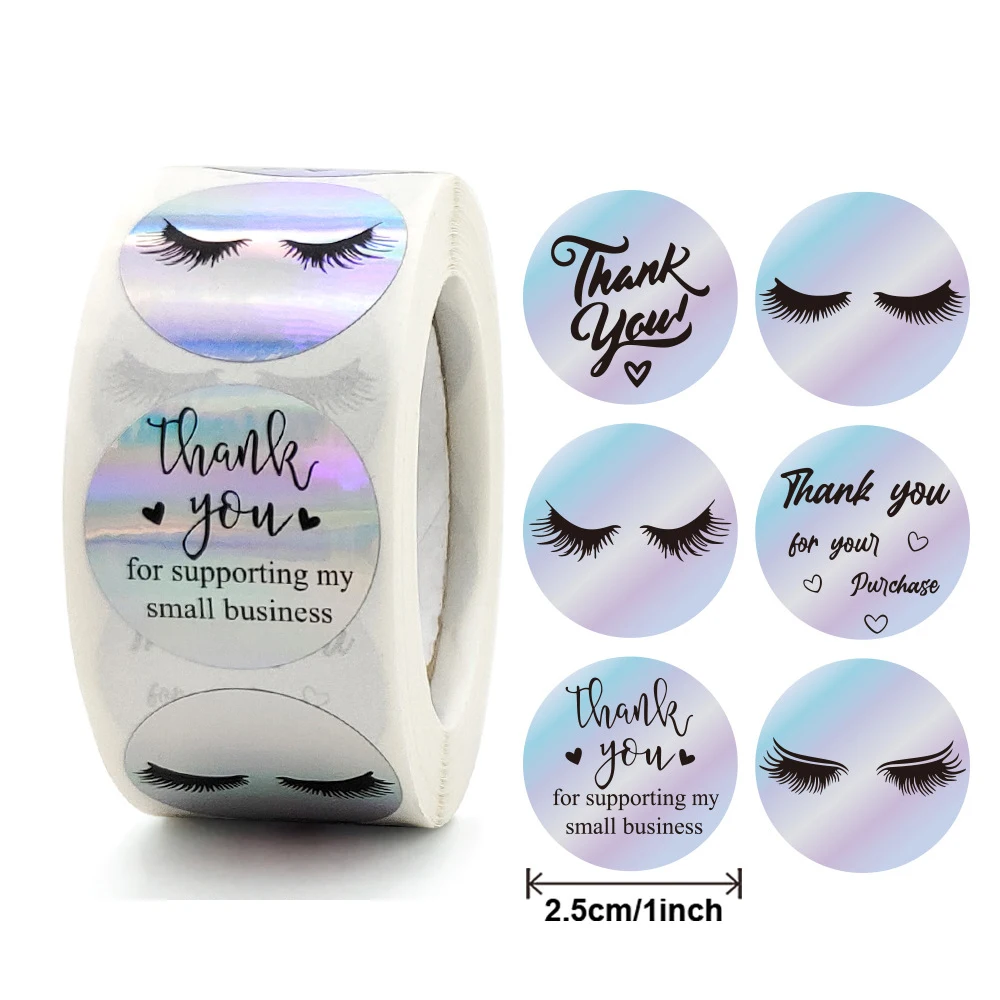 

50-500 шт., 1 дюймовые лазерные наклейки с надписью «Thank You»