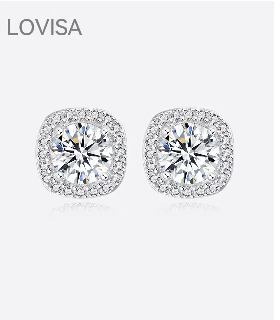 

D Color Moissanite Stud Earrings for Women Men 100% 925 Sterling Silver Sparkling Birthday Jewelry