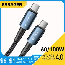 Essager USB C To Type C Cable PD100W 60W Fast Charge Mobile Cell Phone Charging Cord Wire For Xiaomi Samsung Huawei Macbook iPad