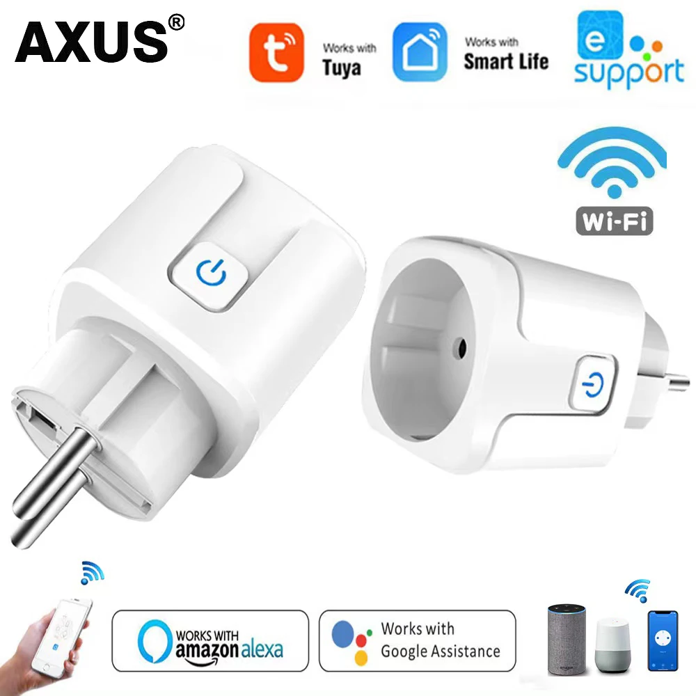 

AXUS умная вилка Wi-Fi розетка 16A EU Plug Мониторинг питания Функция синхронизации Tuya Smart Life APP Control Работает с Алекса Гугл Ассистент Яндекс