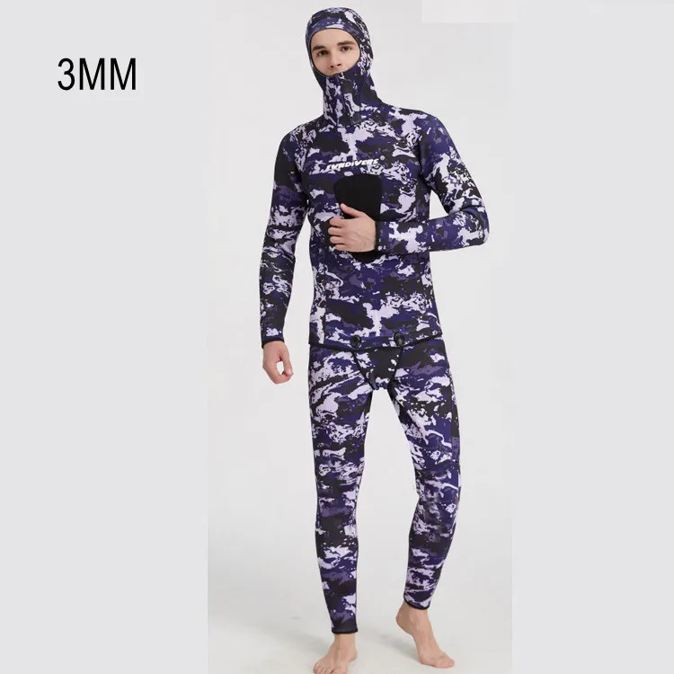 3MM Neoprene Men Scuba Snorkeling UnderWater Hunting Wetsuit Two Pieces Keep Warm Surfing Swim Jellyfish Clothing Diving Suits