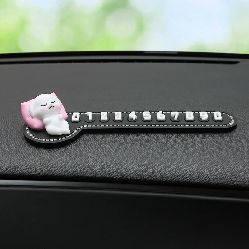 

Автомобильный временный знак остановки, многофункциональный мультяшный кролик, номер телефона, временная парковочная карта, украшение для номерного знака