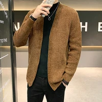 2022 european american style high end slim men jacket wool men knitting spring and autumn fashion handsome solid color cardigan