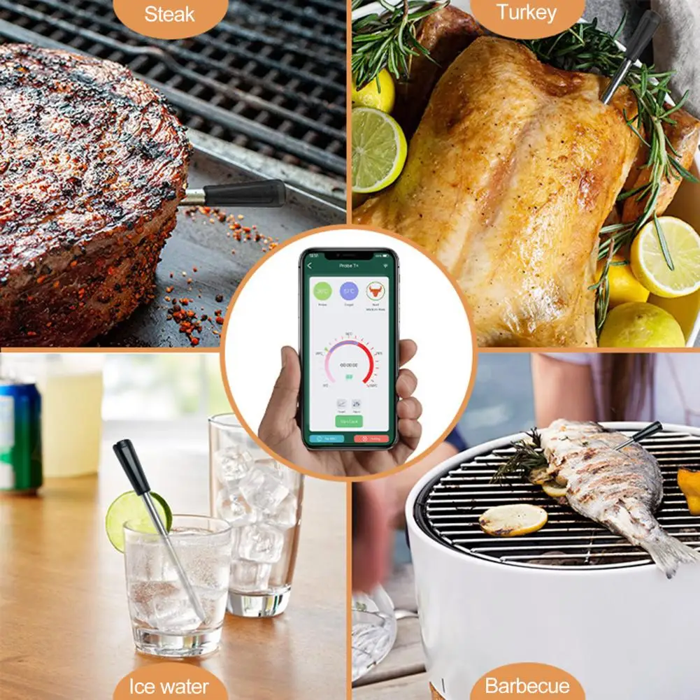 

Smartphone Meat Thermometer Fast Accurate Bbq Probe Thermometer with Compatibility Enhance Grilling Experience for Perfectly