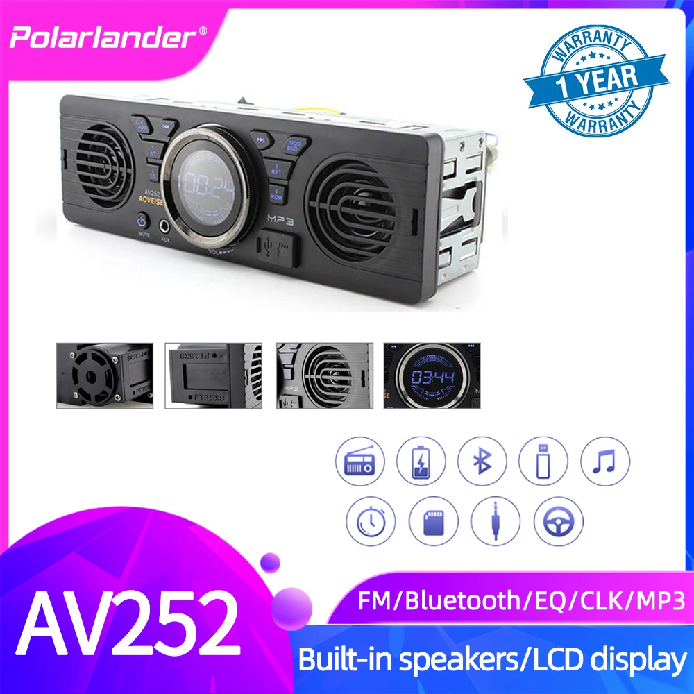 

Built-in 2 Speakers Car Radio AV252 12V Bluetooth Handsfree FM Function USB SD AUX Audio In Dash Stereo MP3 Player