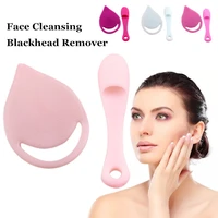 2pcsset facial exfoliation blackhead facial cleansing brush soft women silicone blackhead remover brush facial cleaning tools