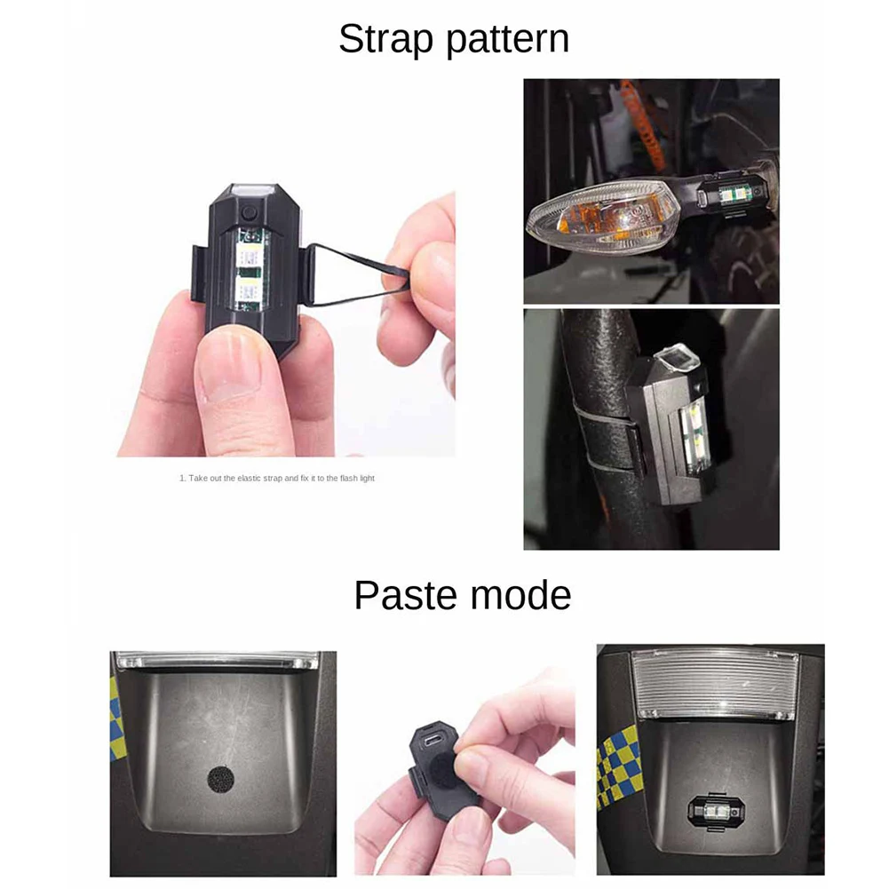 

Universal LED Aircraft Strobe Lights Motorcycle Collision Warning Lights with USB Charging 7 Colors Turn Signal Indicator