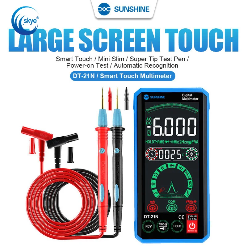 

SUNSHINE DT-21N Digital Multimeter with Smart Touch Screen Fully Automatic AC DC Voltage Current Resistance Measuremen Tool