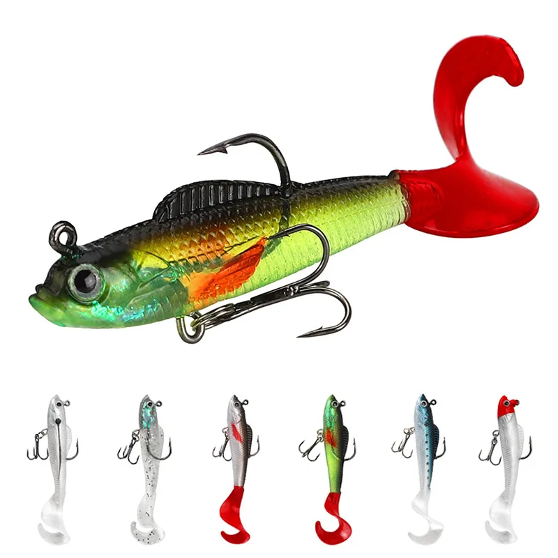 

1PCS Swim Tail Fishing Lures Jig Wobblers Soft Baits 90mm 9.5g Artificial Silicone Bait for Sea Bass Carp Spoon Fishing Tackle