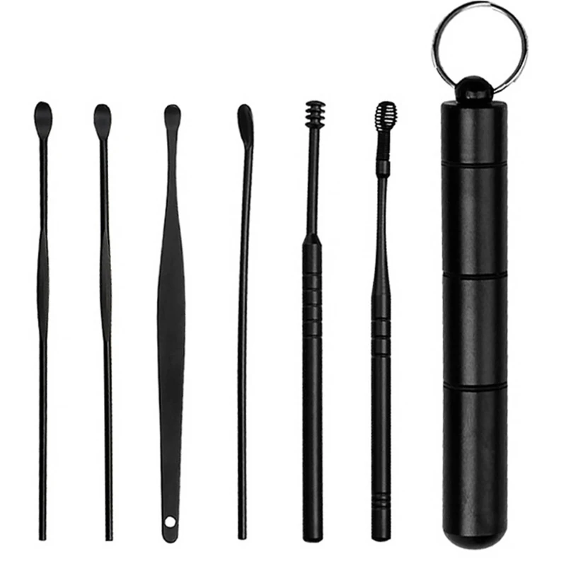 

6 Pcs Stainless Steel Spiral Ear Pick Spoon Ear Wax Removal Cleaner Multifunction Portable Ear Pick Ear Care Tool Drop Shipping