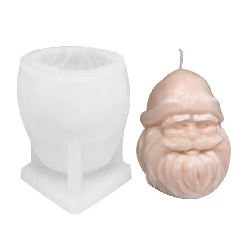 

3D Santa Face Silicone Candle Mold Handmade Aromatherapy Candle Making Kit Diy Soap Plaster Resin Casting Tool For Cakes Dessert