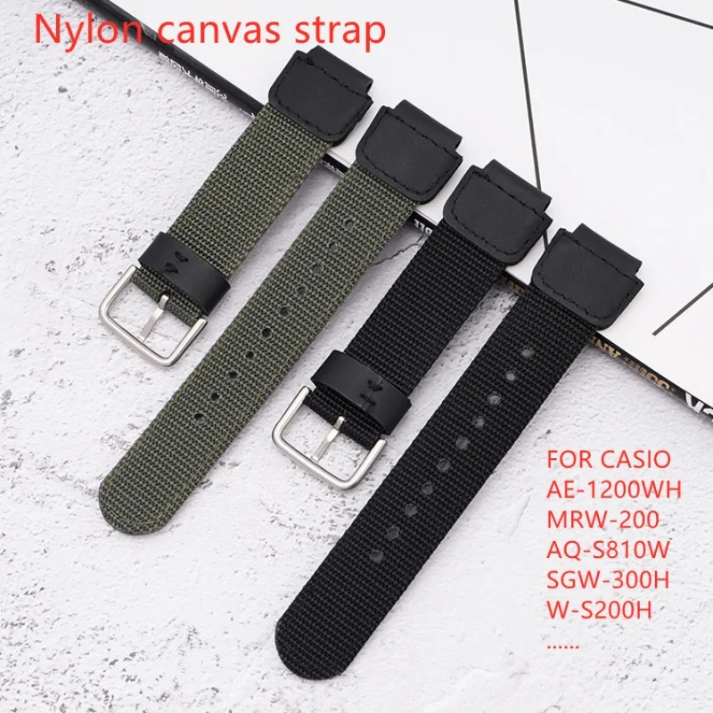 

18mm Nylon canvas watch strap for CASIO AE-1200WH/MRW-200/AQ-S810W/AE-1000W/W-800H watchband Comfortable sports bracelet