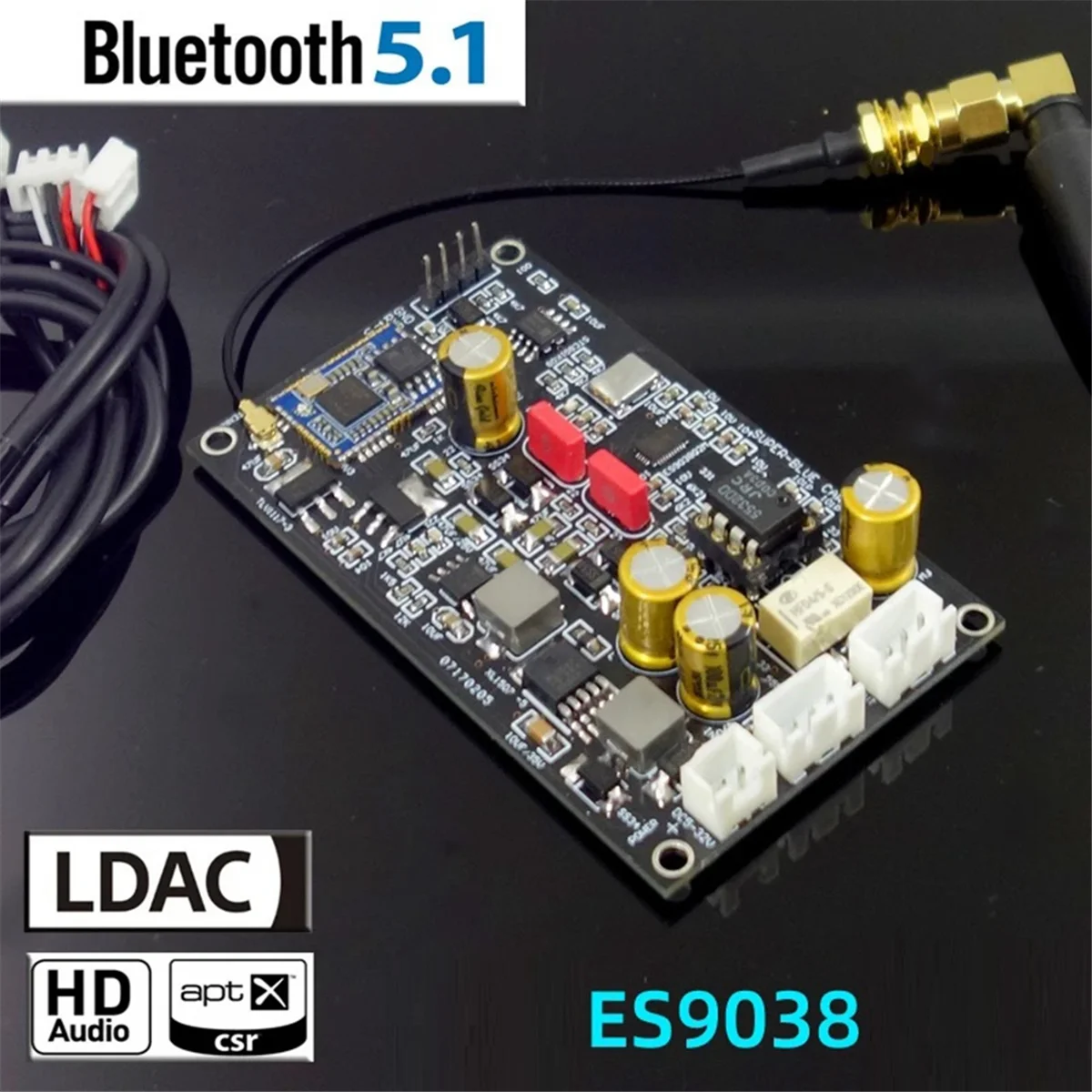 Bluetooth 5.1 QCC5125 ES9038 ES9038Q2M Модуль декодирования Аналоговый вход Поддержка жесткого Dual