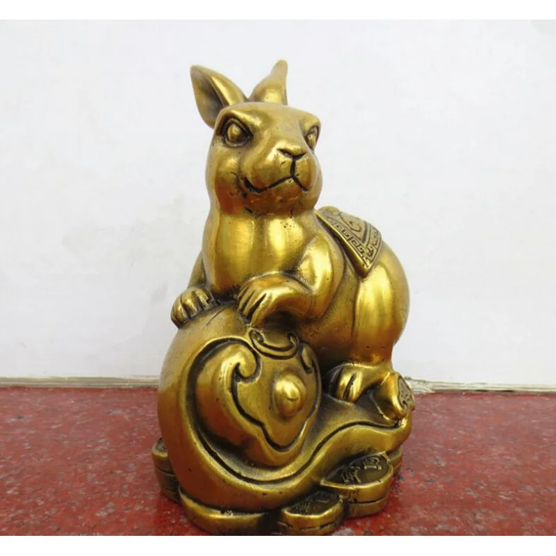 

806 чистый Бронзовый кролик со знаками зодиака 12 12 дюймов фэн-шуй украшение талисмана для офисного стола