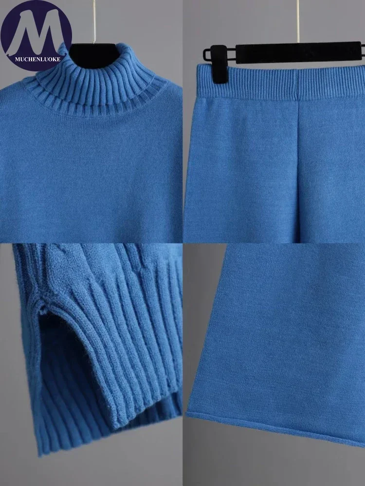 Комплект из двух предметов для женщин 2024 осень/зима новые вязаные пуловеры с