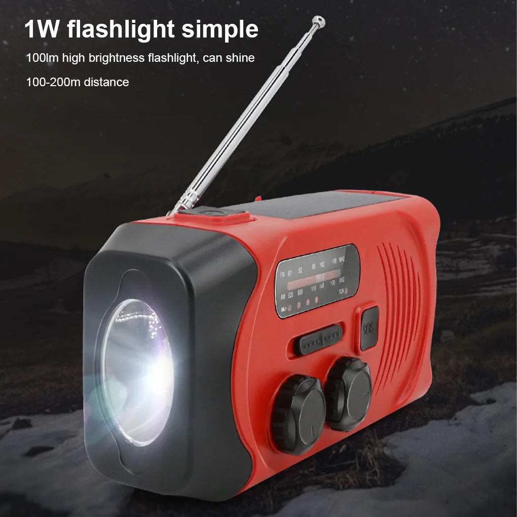 emergency radio hand crank solar phone charger us version multifunctional receiver frequency led flashlight hiking backpacking free global shipping