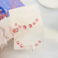 fruit sweet peach stud earrings set for women crystal flower pearl earrings simple party fashion jewelry gift