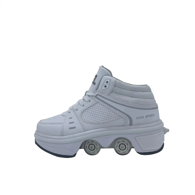 Roller Skates Dual Purpose Deformation Shoes Double Row Runaway Roller Skates Atmosphere Light Four Wheel Runaway Shoes