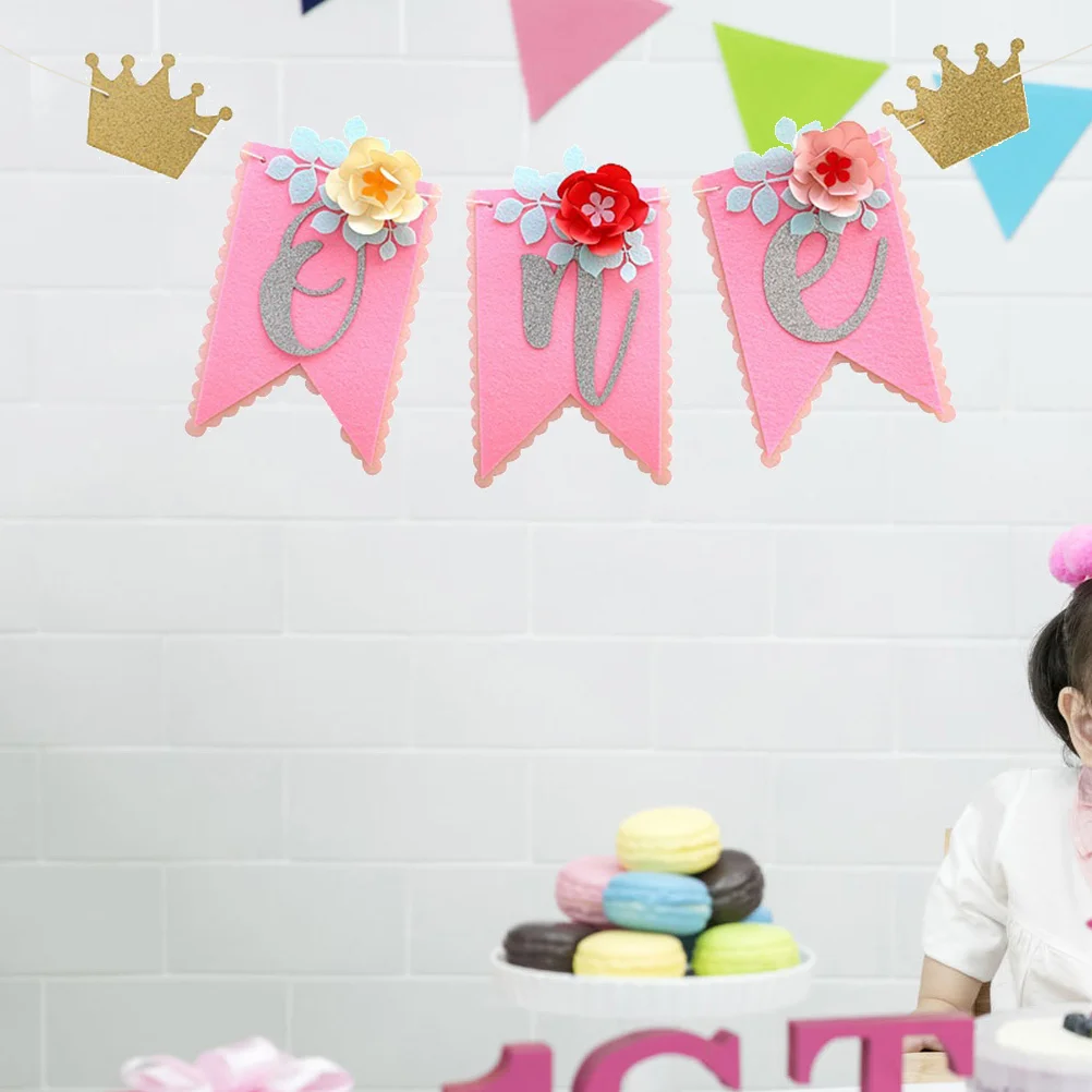 

Birthday Banner Baby First Highchair Chair High Party Garland One Girl Decor Decorations 1St Showerdecoration Welcome Supplies