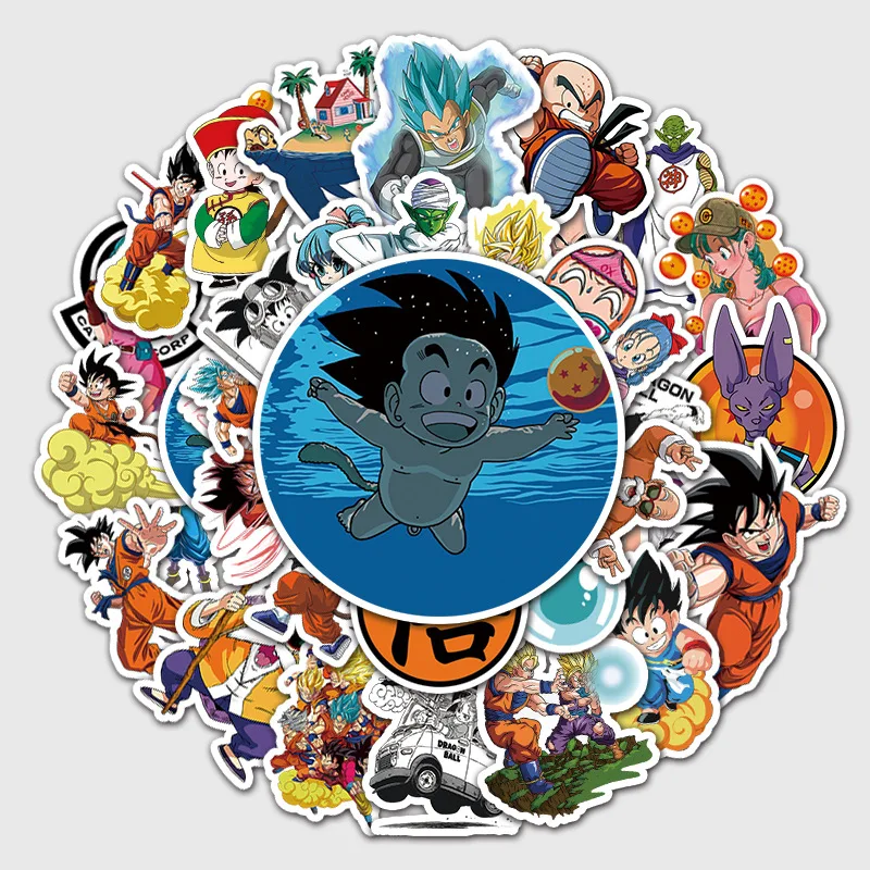 

50pcs Dragon Ball Stickers Funny Laptop Bicycle DIY Waterproof Sticker Guitar Skateboard Luggage Stationery Kid Toys Cool Gift