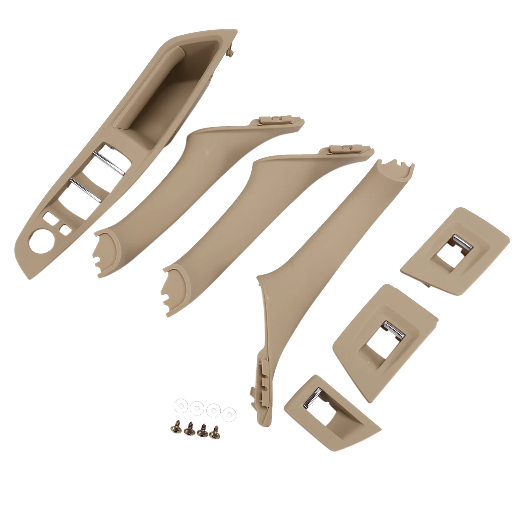 

7PCS Car Interior Door Handle Armrest Panel Pull Trim Cover Set 5141-7225-875 for-BMW 5 Series F11/F10/F18 Beige