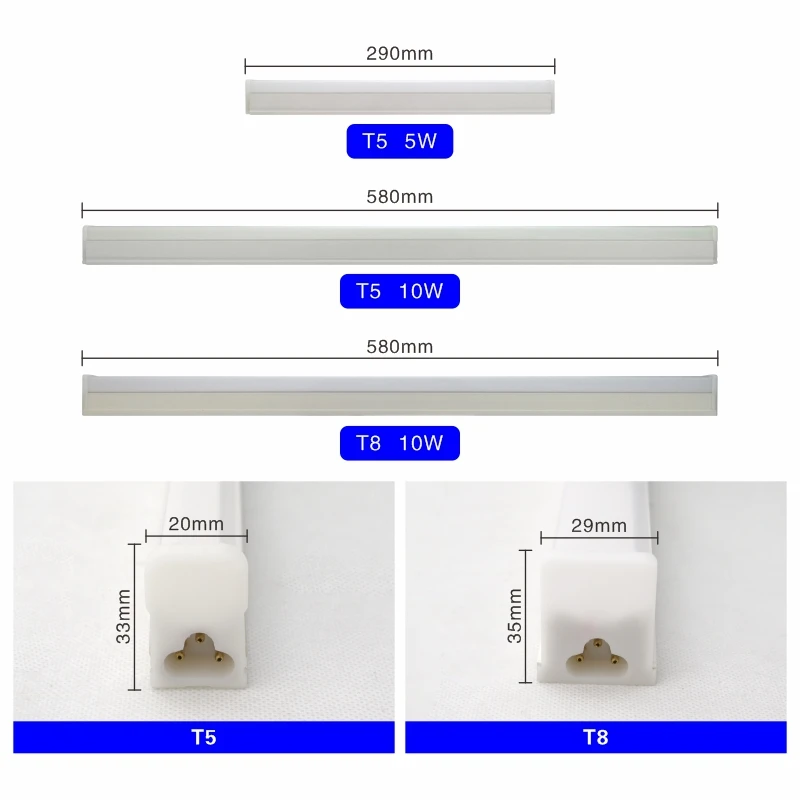 4pcslot led tube t5 t8 lamp 5w 29cm 10w 58cm led cabinet light 220v 230v 240v pvc light tube kitchen bar lighting strip free global shipping