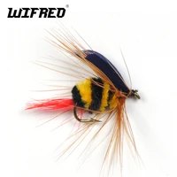 wifreo 8pcs size10 black yellow bumble bee fly fishing bass trout insect lure dry flies nymph angling