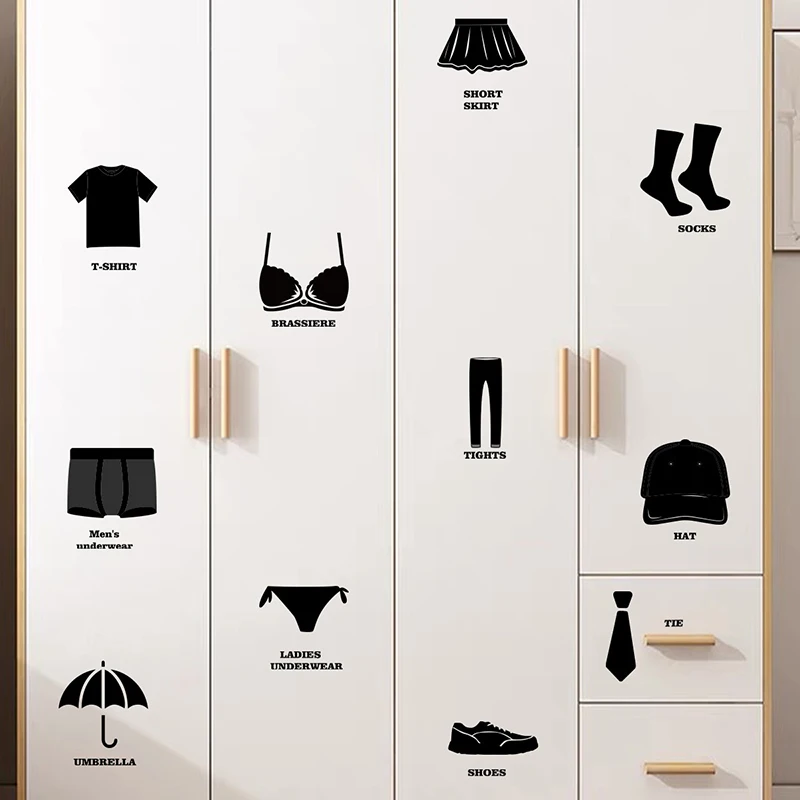 

1 PC Storage Cabinet Items Easy To Find Wall Storage Box Logo Bedroom Storage Box Clothes Showcase Door Wardrobe Decor Sticker