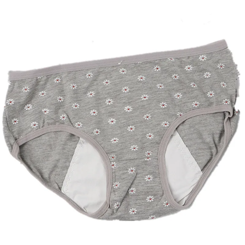 Teen Girl Menstrual Panties Physiological Briefs Floral Lingerie Leakproof Broadened Female Underwear Big Girl Period Panties