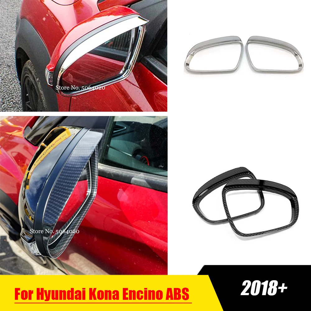 

ABS Chrome For Hyundai Kona Encino 2018 2019 Accessories Car rearview mirror block rain eyebrow Cover Trim Sticker Car styling