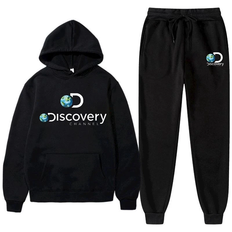 Discovery Channel Men's Women Hoodies Sweatshirt+Sweatpants Suit New 2022 Autumn Winter Warm Sportswear Sets Men Hooded Pullover