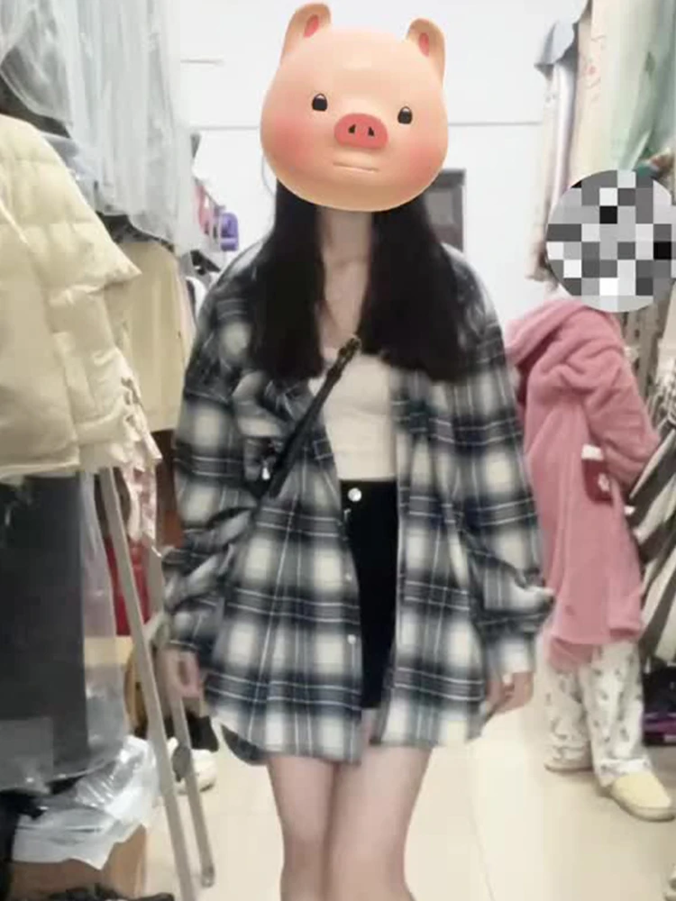 Гонконг Sle Ретро клетчатые рубашки женские ранняя осень 2024 новый дизайн