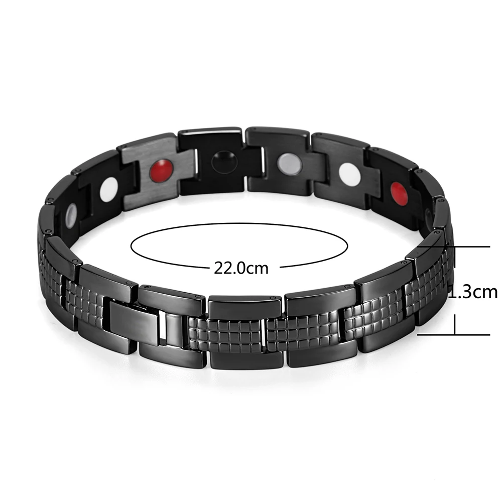 Rainso Healing Magnetic Bracelet For Men 4IN1 Bio Energy  Improve Sleeping&Blood Pressure Stainless Steel Jewelry
