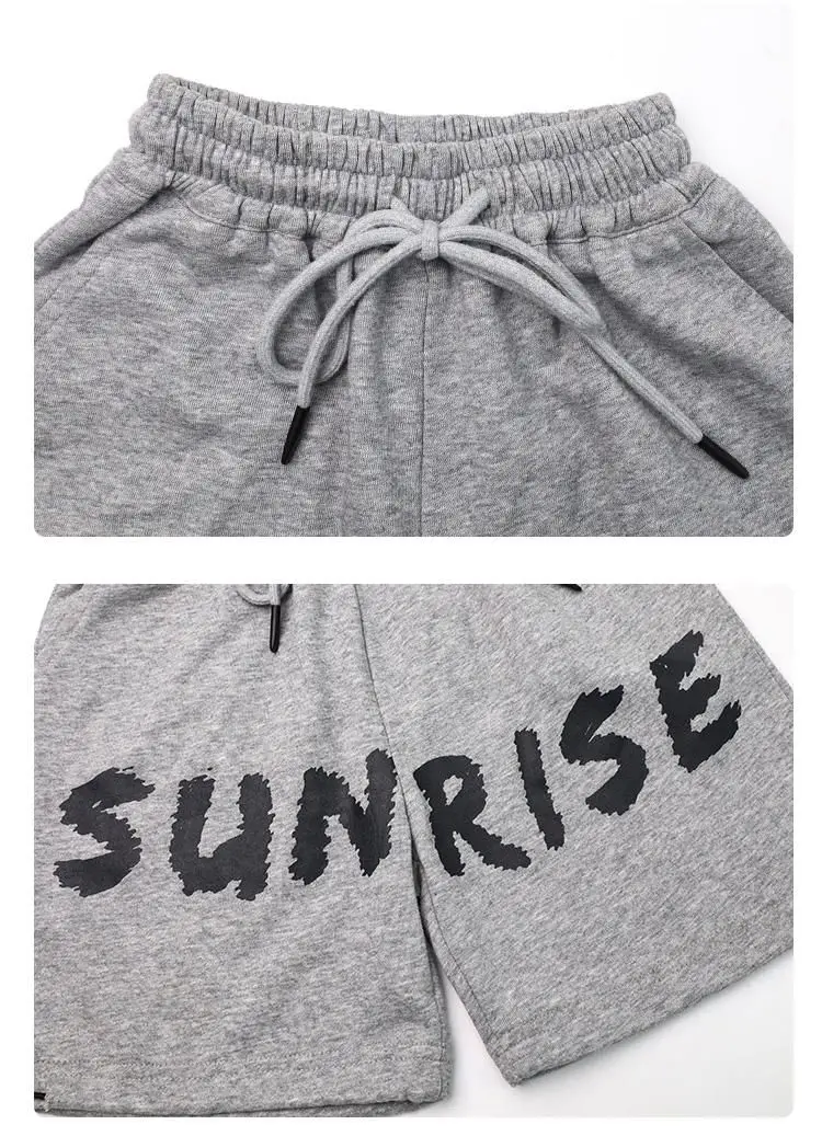 Летний костюм для мальчиков черный жилет футболка + серые шорты с буквенным