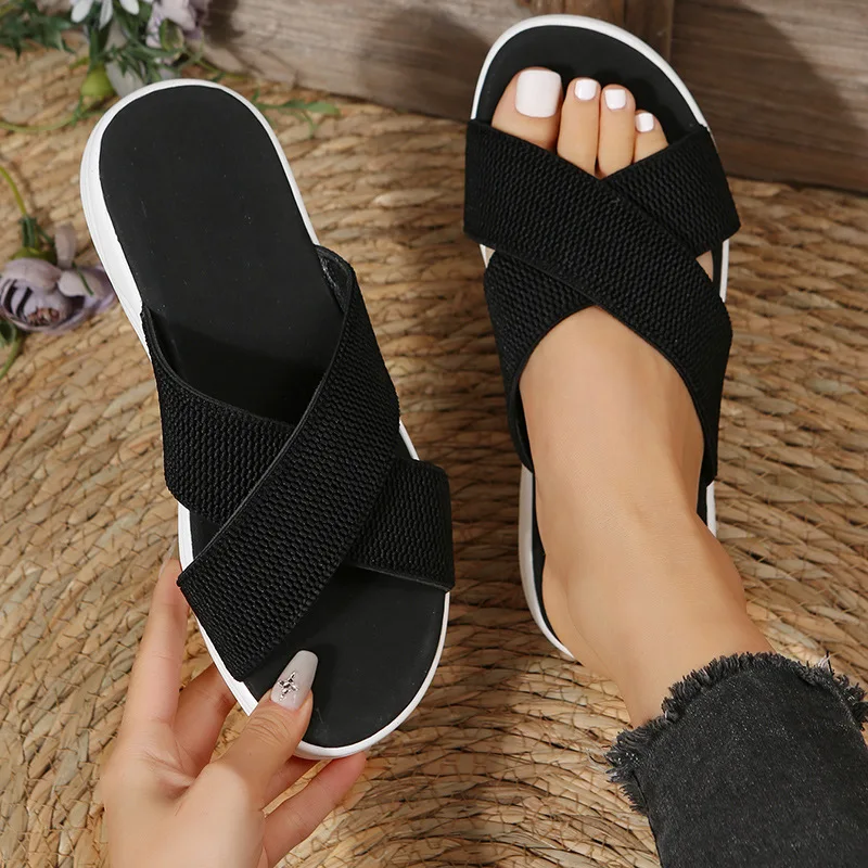 2023 Summer New Cross Beach Thick Sole Sandals for Women's Outdoor Leisure Sports Sandals Plus Size 35-43