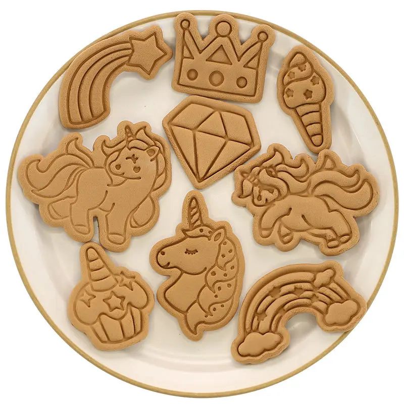 

Rainbow Cookie Mold Cartoon Unicorn Biscuit Mold Fondant Icing Cookie Cutter Mold Kids Birthday Party Cake Decorating Tool