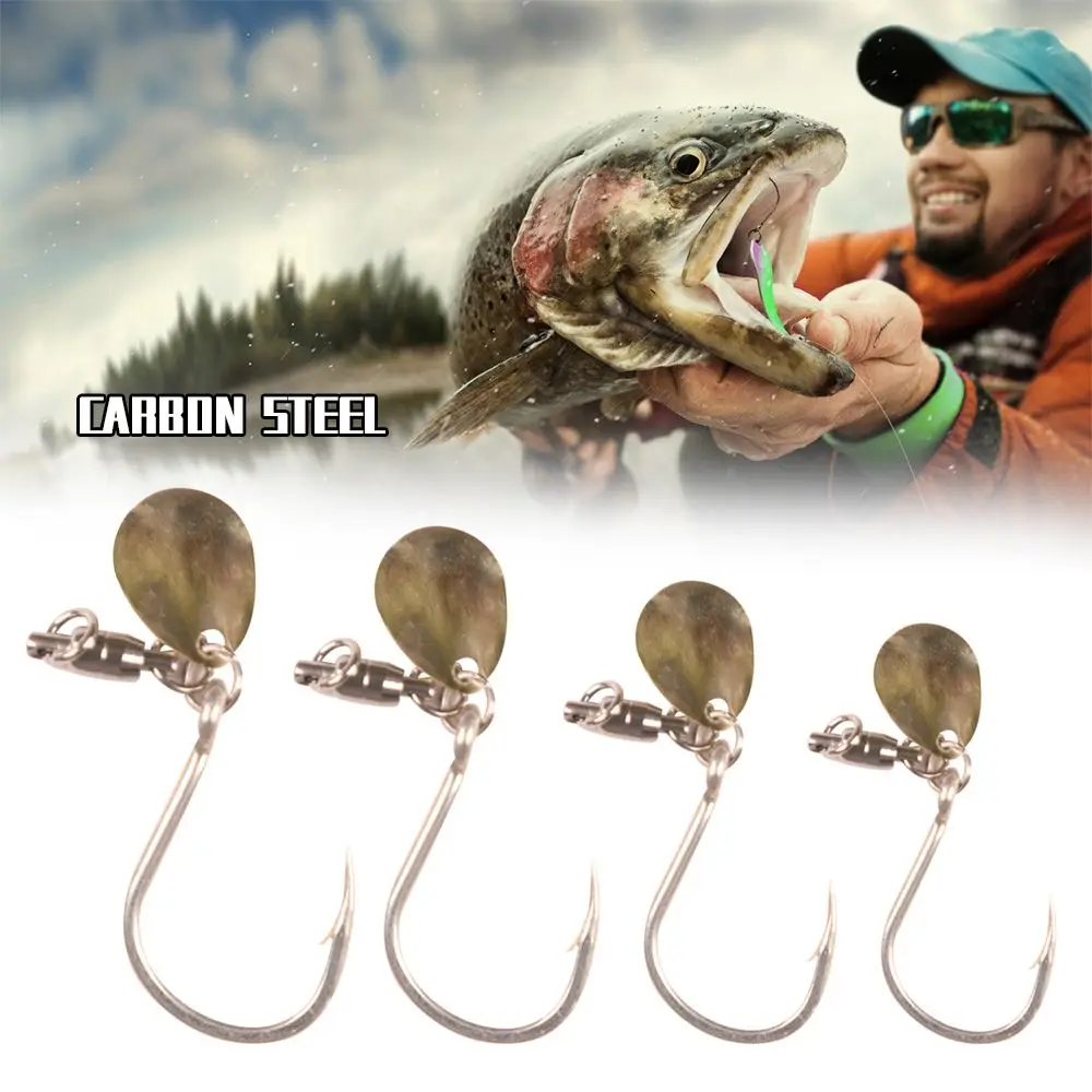 

5pcs Gold Fishing Treble Hook High Carbon Steel Reinforced Vibration Rotary Sequin Barb Fresh Water Seawater Tackle