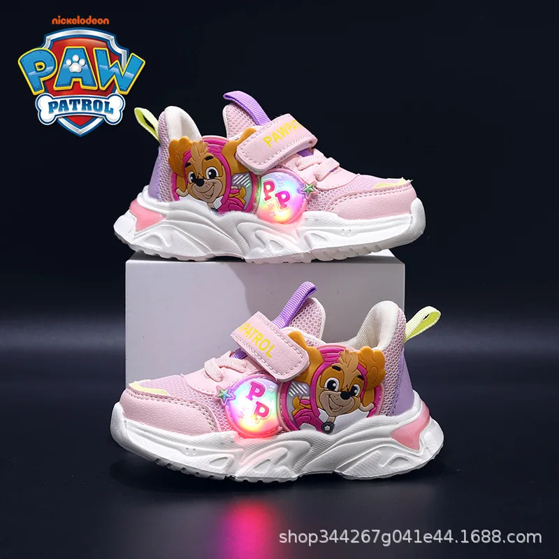 Скидка Новая детская спортивная обувь из аниме «Щенячий патруль» с подсветкой, функциональная мультяшная сетчатая обувь, удобная и дышащая