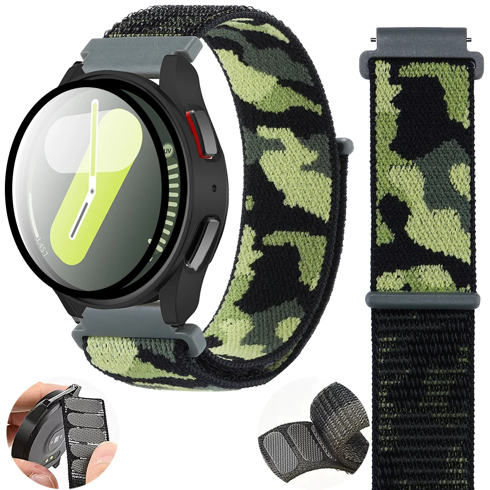Камуфляжный Нейлоновый Ремешок Для Часов Samsung Galaxy Watch 7 6 5 4 Совместимый С Моделями