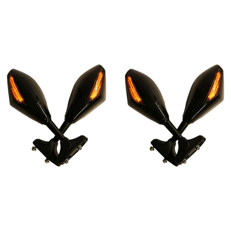 

4X Motorcycle LED Rearview Mirror With Light For Yamaha YZF R1 R6 FZ1 FZ6 600R R3