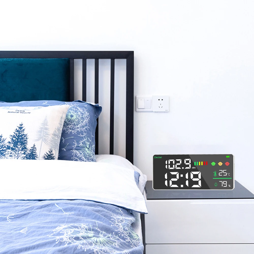 Цифровой измеритель уровня шума настенный Измеритель температуры и влажности в