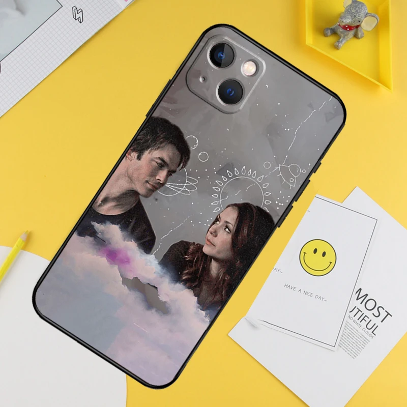 Фото Деймон Елена «Дневники вампира» Чехол для телефона для iPhone 15 16 Pro Max 12 13 Mini 11 14 Pro Max XR 16 15 Plus 16e Задняя крышка №3