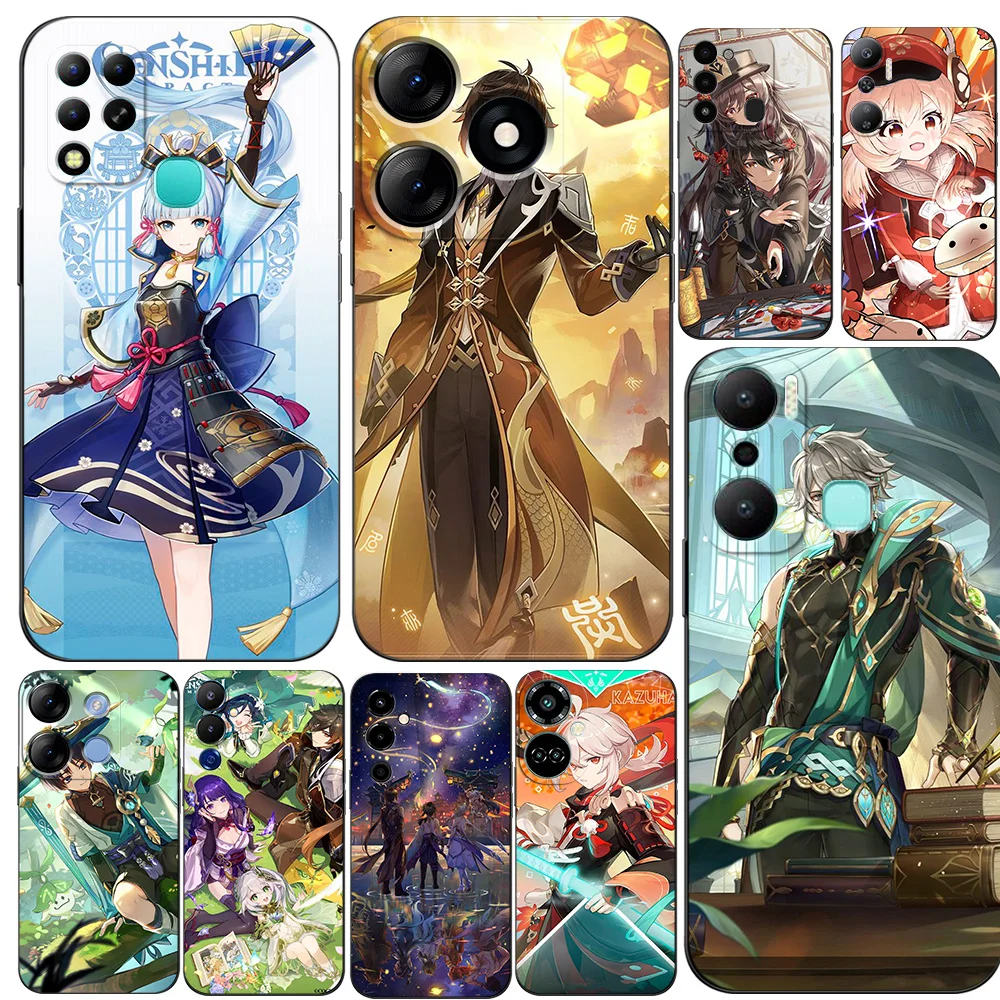 Черный чехол ТПУ для INFINIX HOT10 11(G37) 20I 20 NOTE12VIP 12 4G(2023)12PRO 4G 5G 12I Genshin Impact