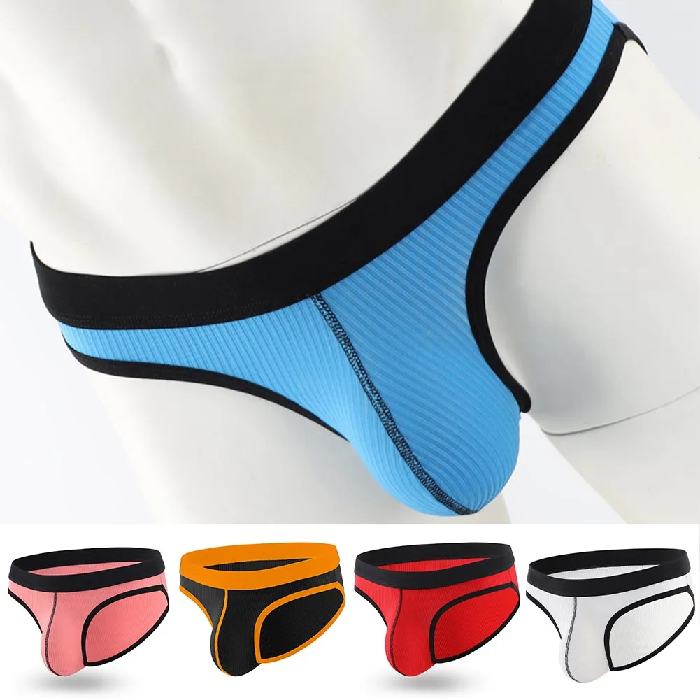 

Men's Soft Ribbed Briefs Man Sexy Underwear Bulge Pouch Panties Male Breathable Underpants U-Convex Pouch Knicker Lingerie