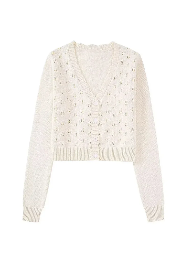 

Женский трикотажный кардиган на пуговицах, повседневный облегающий Кардиган с длинным рукавом, верхняя одежда в винтажном стиле, 2022