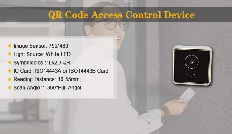 26/34 Ethernet 1D/QR сканер штрих-кода NFC Mifared Card Reader система контроля доступа для лифта или