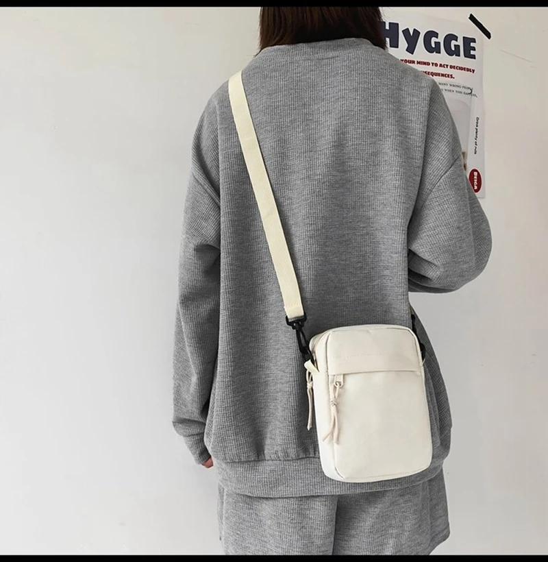 Trend Sports student canvas bag female small singles Shoulder crossbody bag casual mobile phone Messenger bag